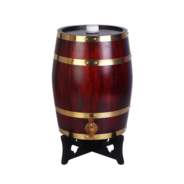 Barril de madera de roble de 1,5 litros para el almacenamiento o crianza de vinos y bebidas marca Dream Wood con soporte incluido